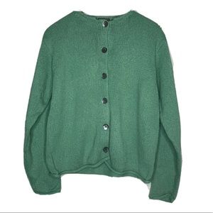 NWT L.L. Bean Silk/ Cotton Blend Knit Mint Green Button Up Cardigan - Small